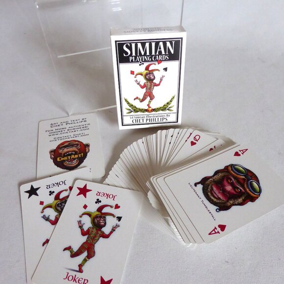 NEW SIMIAN APE MONKEY WHIMSICAL PORTRAIT ILLUSTRATED PLAYING CARDS - Picture 1 of 9